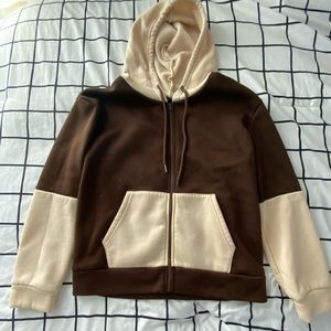 Color block zip up hoodie
